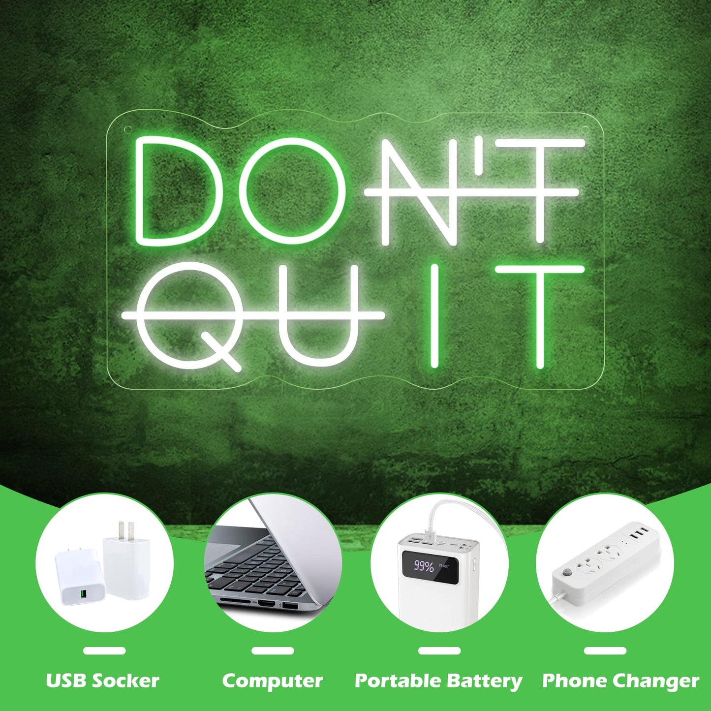 YIKBIK Don't Quit LED Neon Sign for Wall Decor, DO IT Neon Lights Party Decorations, USB Powered Switch LED Lights Adjustable for Office, Gym, Man Cave, Gamer Room Decor