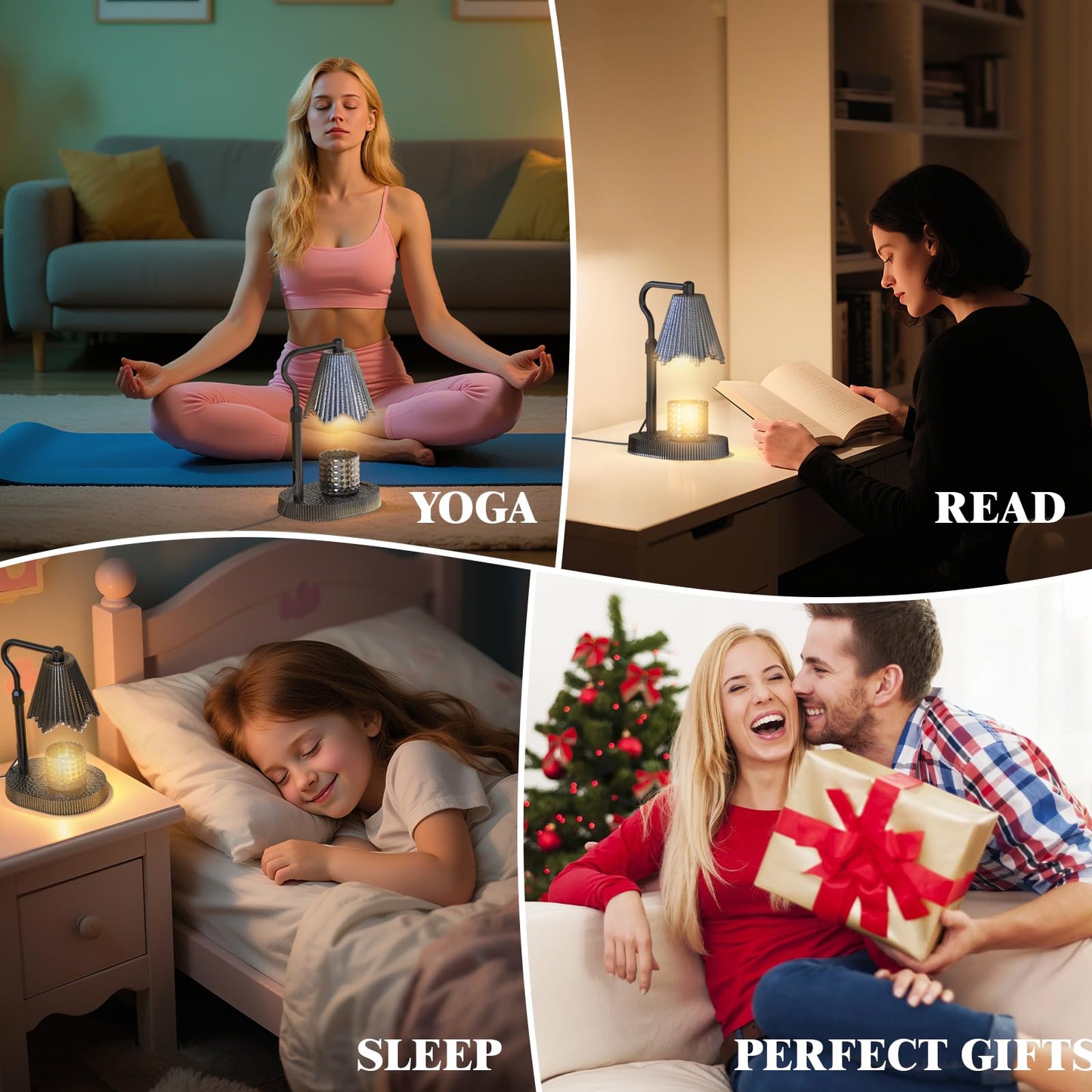 WYghyronic Candle Warmer Lamp with Timer & Dimmable 4-Level Brightness - Adjustable Height,for New Home Bedroom, Gifts for Women (Black)