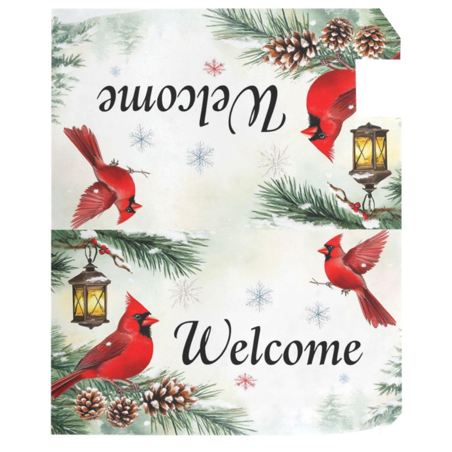 Welcome Winter Cardinal Birds Magnetic Mailbox Covers Christmas Snowflake Poinsettia Mailbox Cover Over Size Full Magnet Garden Yard Porch Mail Boxes Cover Holiday Decorations 25" L x 21" W