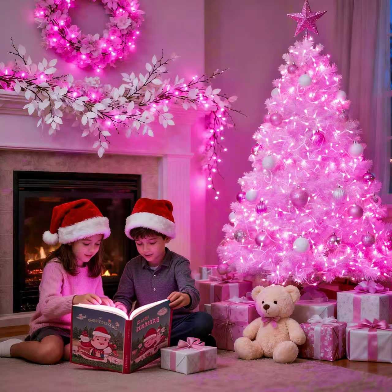 JMEXSUSS 66 Ft Connectable Pink Lights for Room Decor, 200 LED Pink String Fairy Christmas Lights Clear Wire Plug in for Bedroom Indoor Outdoor Girl's Room Home Anniversary Birthday