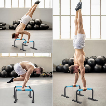 Purife Steel Black Anti-Slip Parallettes Push Up Bars Floor for Men, Strength Training Equipment Gymnastics Calisthenics Bars, Push-up Handles for Home Fitness, Workouts