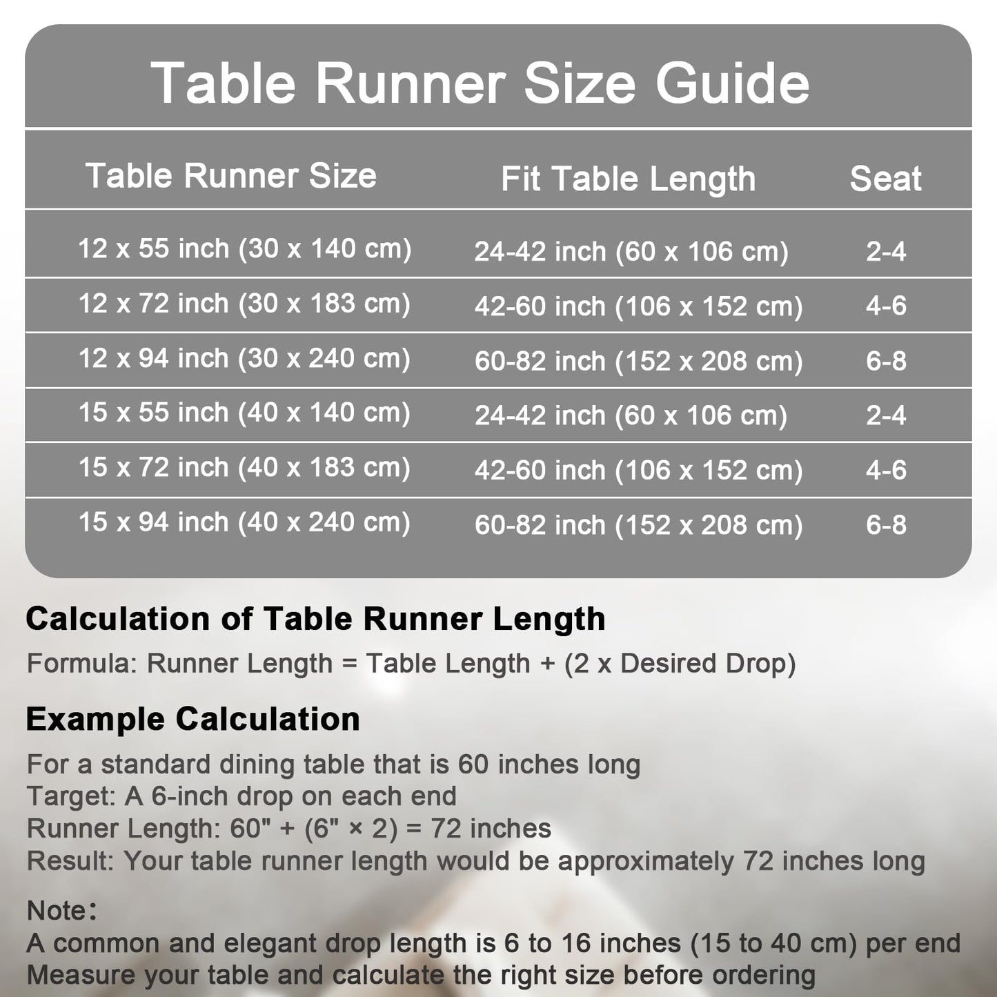 Chitomars Table Runners 72 Inches Long, Dual-Sided Faux Leather Farmhouse Table Runner Waterproof Heatproof Non-Slip for Living Room Party Home Decor Holiday Decorations(Gray Beige, 12 x 72 Inch)
