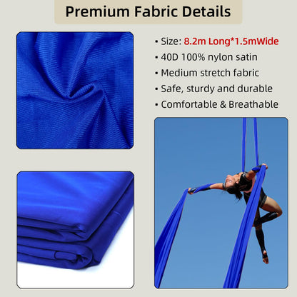 PRIORMAN Aerial Silks Fabric, 9 Yards(8.2mL x 1.5mW) 40D Nylon Medium Stretch Yoga Swing for Acrobatic Flying, Durable Aerial Trapeze for Home, Boost Strength Balance (Fabric Only)