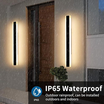 2 Pack Modern Outdoor Wall Sconce, 31.4inch LED Wall Light Fixture, IP65 Waterproof, 31W, Warm White 3000K, Black Minimalist Exterior Lights for House, Porch, Patio, Garage, Garden