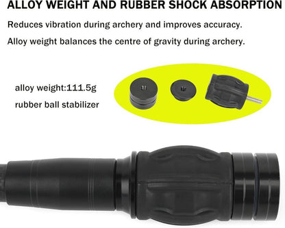 Archery Bow Stabilizer - Carbon Fiber Balance Bar with Damping System | 6-15 Inch Options
