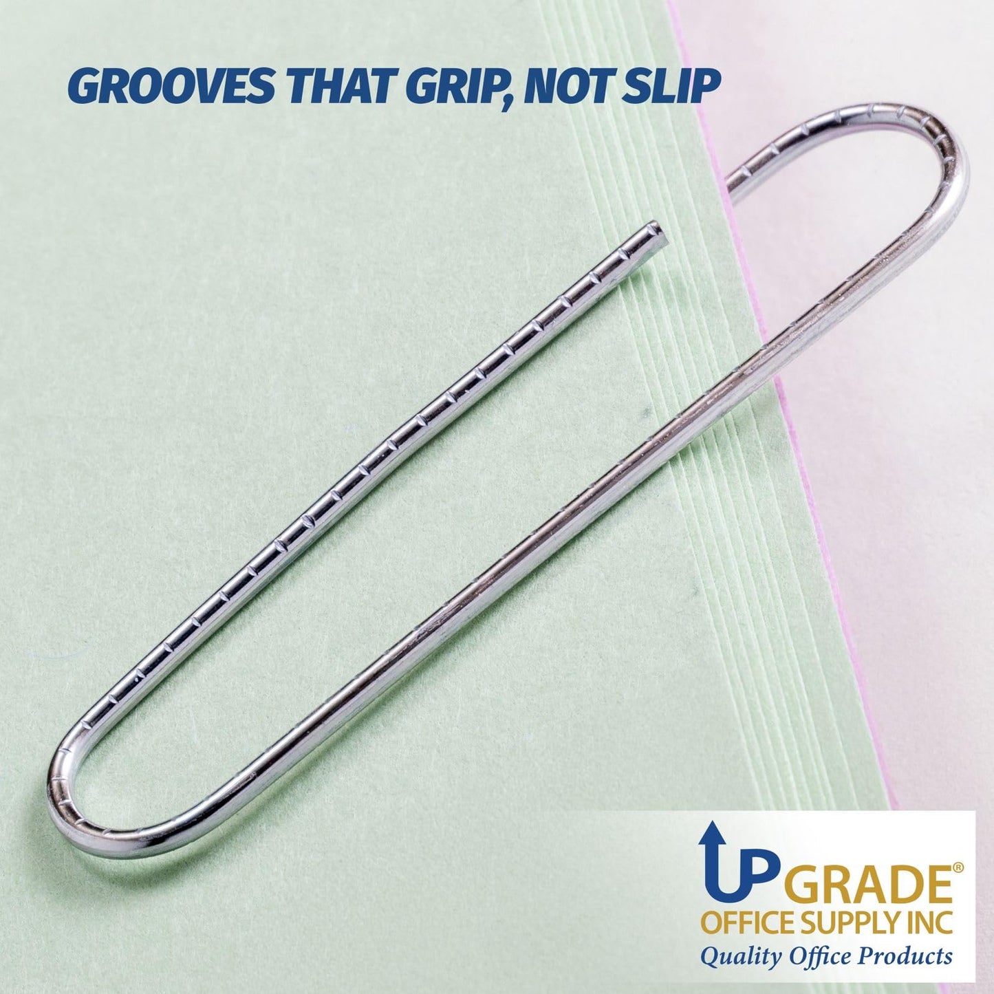 Upgrade Office Supply Jumbo Paper Clips, Non Skid, 1.9 Inch, 1000 Count (10 Boxes of 100), Silver, Made in USA