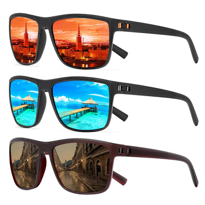 Square Polarized Sunglasses for Men and Women Lightweight Frame Sun Glasses with UV Protection