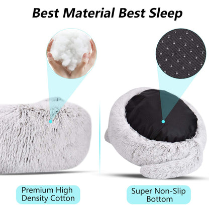 Wuudi Pet Cat Bed Dog Bed Cat Cave Cat House Plush Doughnut Cat Sofa Dog Sofa Washable Non-Slip Suitable for Cats and Dogs 55 cm (Grey)