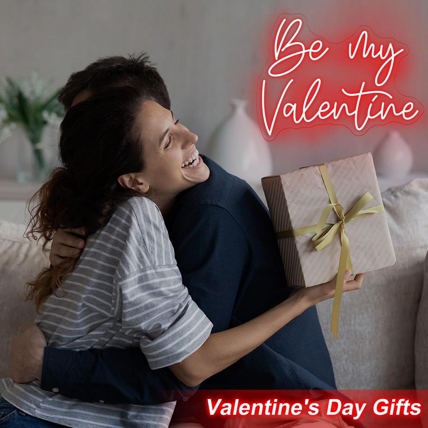 Be My Valentine Neon Sign for Bedroom Atmosphere Decor Love neon Light, Party Lover Wedding Home Ceremony Decorations, Valentine's Day Lover Gift, Couple Room Light, Bar Home Lamp Party-Red-16.5"x12.6"