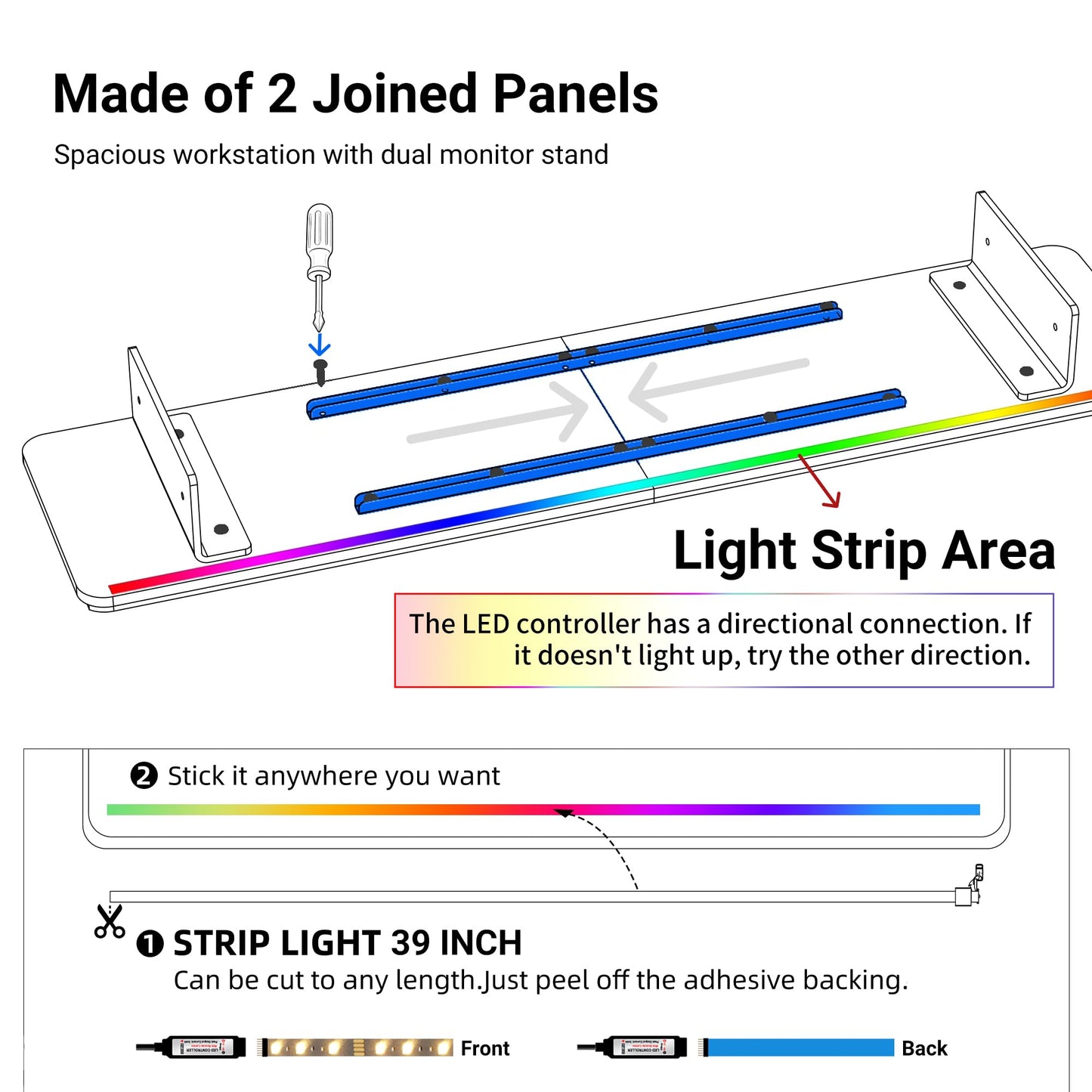 AFOOYO Monitor Stand Riser,31.5-Inch LED Light Wood Computer Monitor Stand with Adjustable Acrylic Legs,Desk Accessories Desktop Organizer Stand for, Computer,Laptop,Printer,PC TV Screen Riser,White