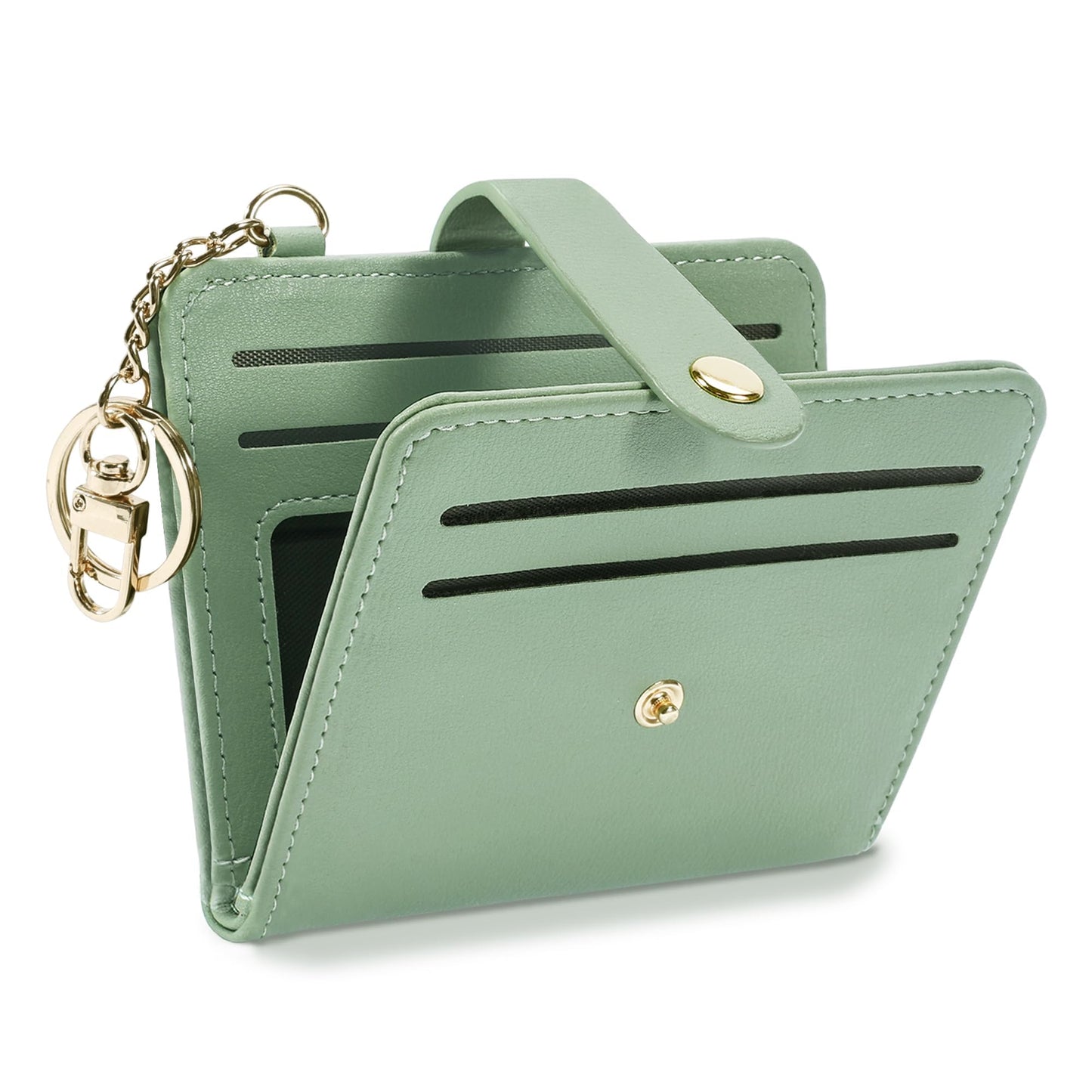 Airkit Small Wallets Woman RFID Blocking Leather Credit Card Holder - with ID Window - Card Wallets for Women - with Zipper Coin Purse - Keychain Wallet