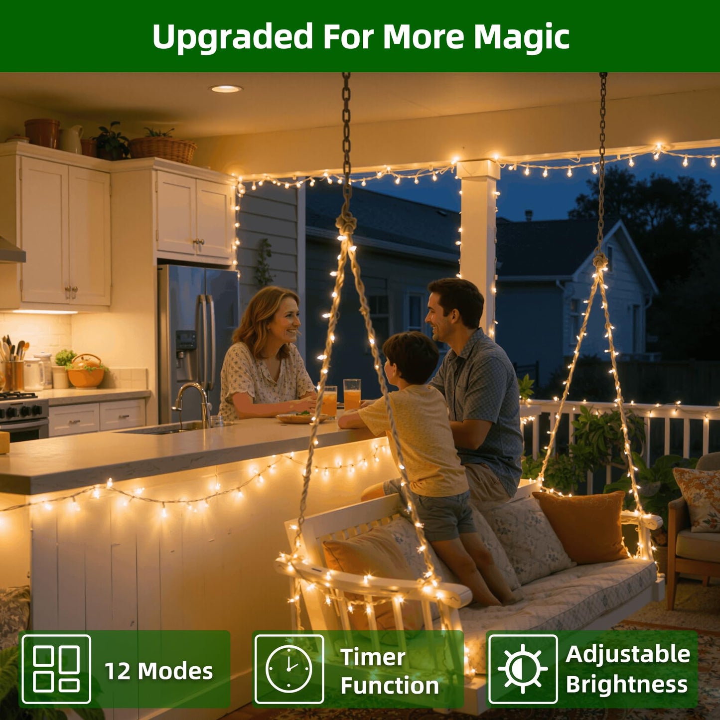 750 LED Chrstmas Lights, 240ft Outdoor Christmas String Lights with 12 Modes, Warm White LED String Lights with Timer Dimmable Waterproof for Tree Fence Garden Xmas Wedding Party Decor WarmWhite