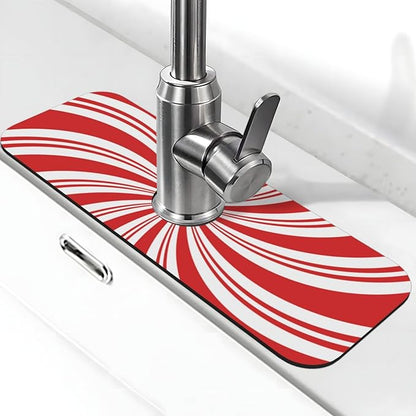 Red And White Candy Swirl Stripe Striped Mint Sugar Candy Cane Themed Kitchen