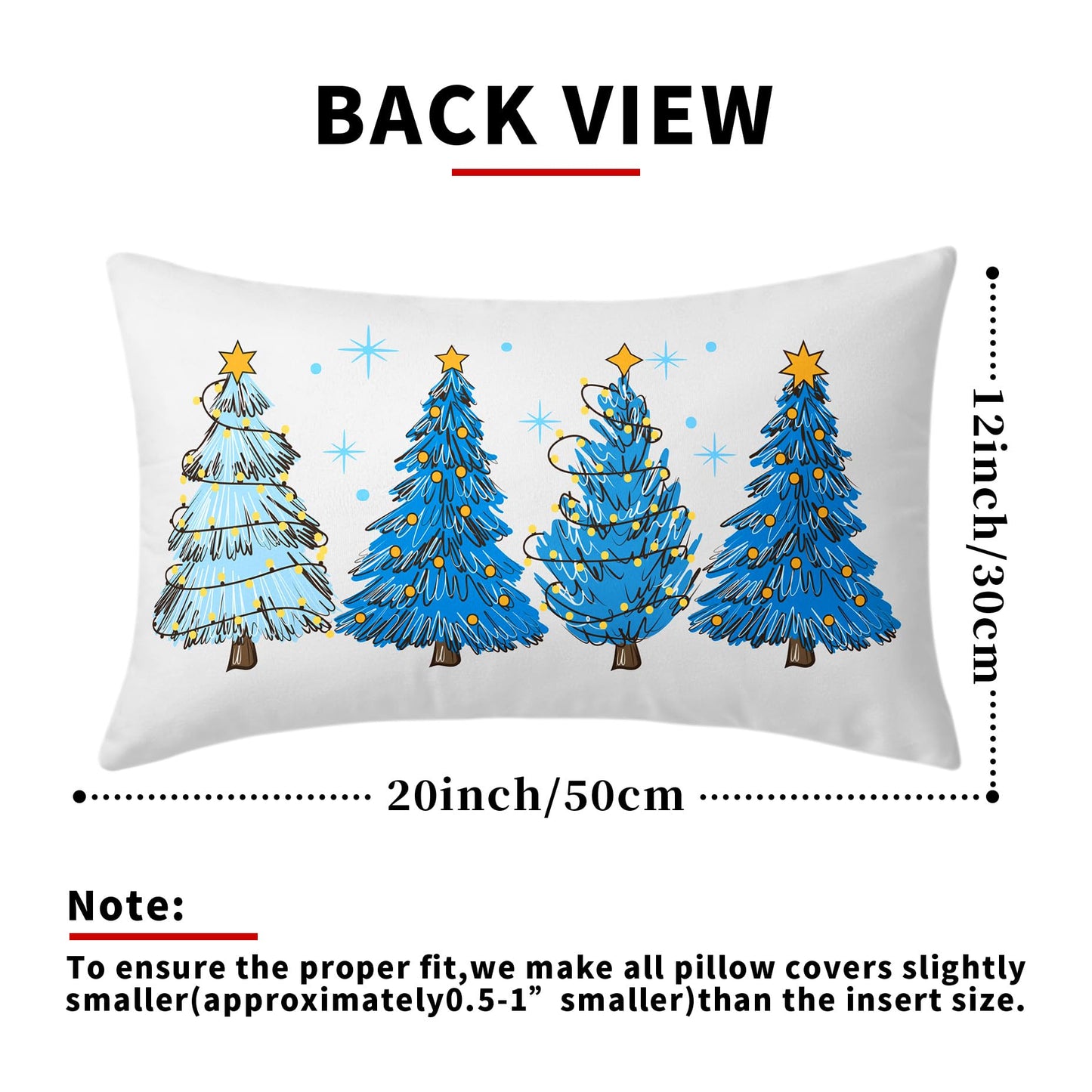 Blue Christmas Tree Lumbar Throw Pillow Covers 12X20 In Set of 2 Xmas Tree Lights Stars Decorative Rectangle Pillow Cases Winter Holiday Pillow Cover Farmhouse Home Decor For Living Room Sofa Couch