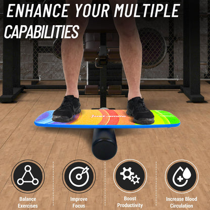 Balance Borad Sports Trainer-with Adjustable Stopper- Stability Board for Physical Therapy,Yoga,Surfing Training-Max Load 400lbs with Aiti- Slip Surface (Color)