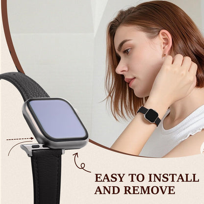 Soft French Goatskin Women's Slim Leather Band Compatible with Apple Watch 38mm 40mm 41mm 42mm 44mm 45mm 46mm 49mm, Lightweight Thin Leather Strap for iWatch Series Ultra SE 11 10 9 8 7 6 5 4 3 2 1