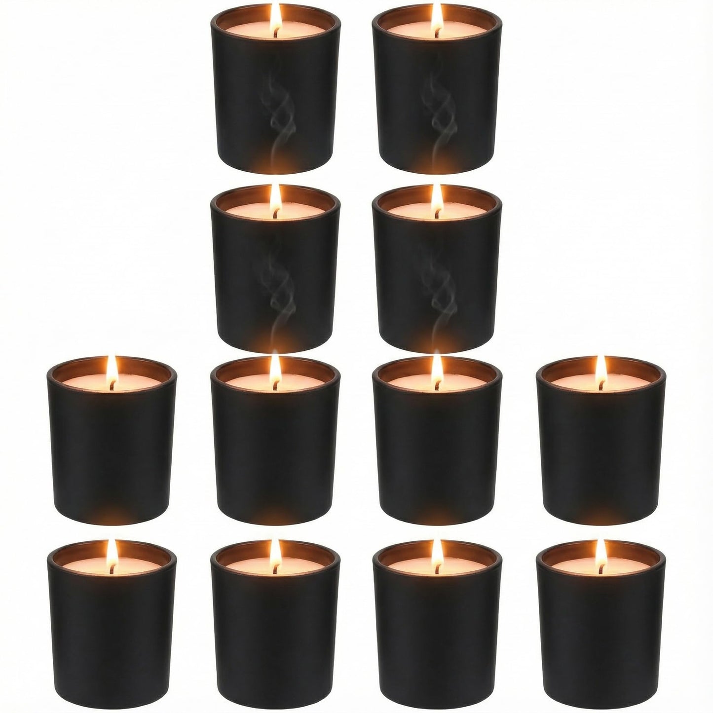 BESTOYARD 12Pcs Frosted Black Glass Votive Candle Holders, Modern Tea Light Holders for Table Centerpieces, Home Decor, Wedding & Party - Christmas Decorative Set