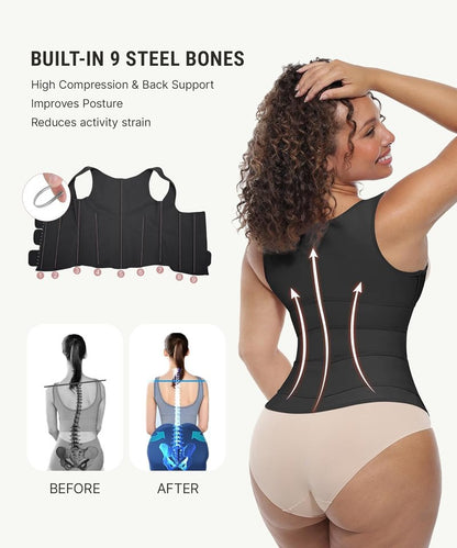 Waist Trainer for Women - Latex Waist Cincher Corset with 3 Belts & Steel Bones | Plus Size Support