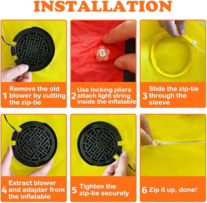 Inflatable Fan Replacement 12V 1.0A, Mini Air Blower Fan with 12V 1.25A Adapter and 3 LED Bulbs for Halloween Christmas Inflatable Outdoor Yard Decorations