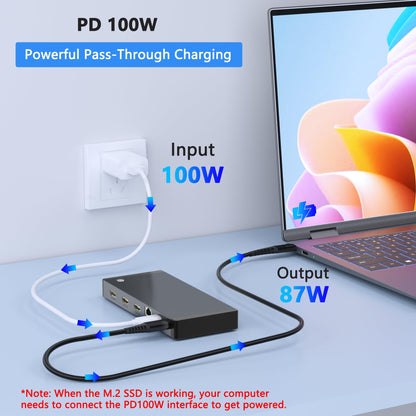 Laptop Docking Station Dual Monitor for Dell/HP/Lenovo/Mac, HDMI Splitter for Dual Monitors Extended Display, Dual Monitor Adapter 4K@60hz, USB C Docking Station for Laptop with HDMI/USB/PD/SD/TF
