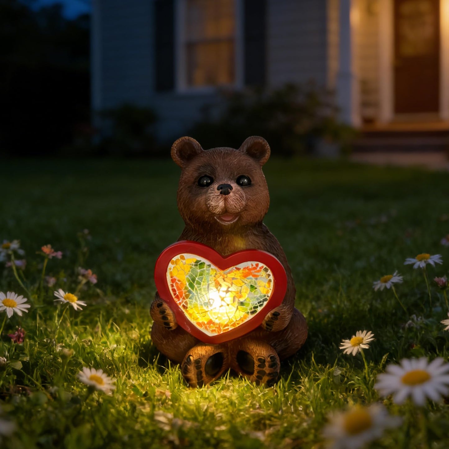 Vasesun Solar Bear Garden Statues Decor for Outdoor, Brown Bear Figurine Lights for Lawn Patio Yard Decoration - Unique Christmas Housewarming Gift for Grandma Wowen Mom