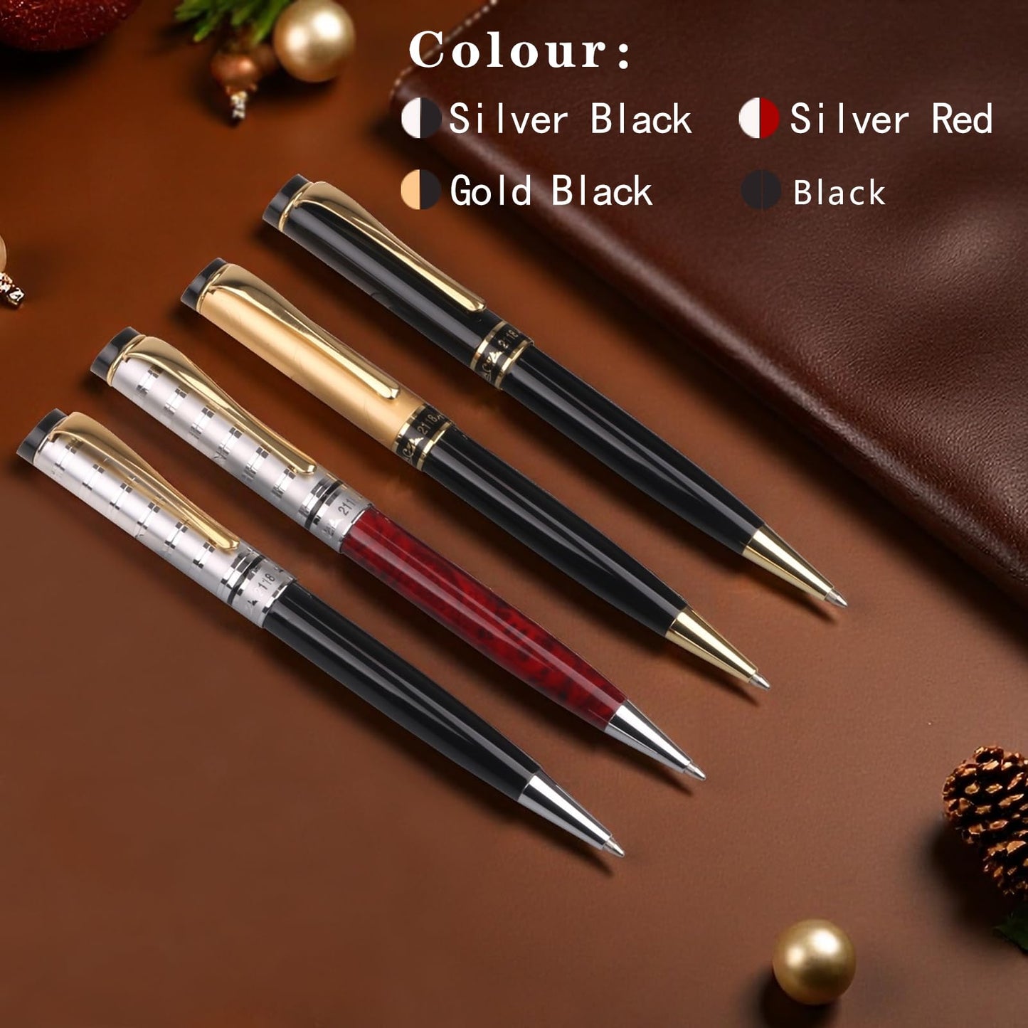Shiduode Luxury Ballpoint Pens, Retractable Metal Pen with 7 Refills (Black, Blue, Red) for Smooth Writing - Executive Office Desk Accessories, Ideal Gifts for Professionals, Teachers,Nurses