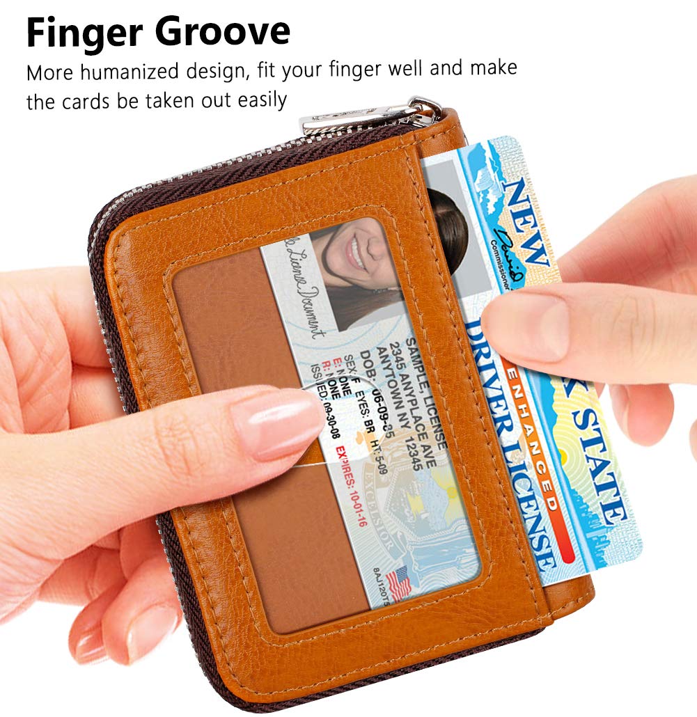 FurArt Zipper Wallet Women, RFID Blocking Credit Card Wallet, Business Card Holder, Compact Size KeyChain Wallet
