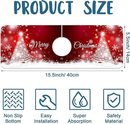 Christmas Merry Xmas Sink Faucet Absorbing Mat Santa Claus Super Absorbent Fast