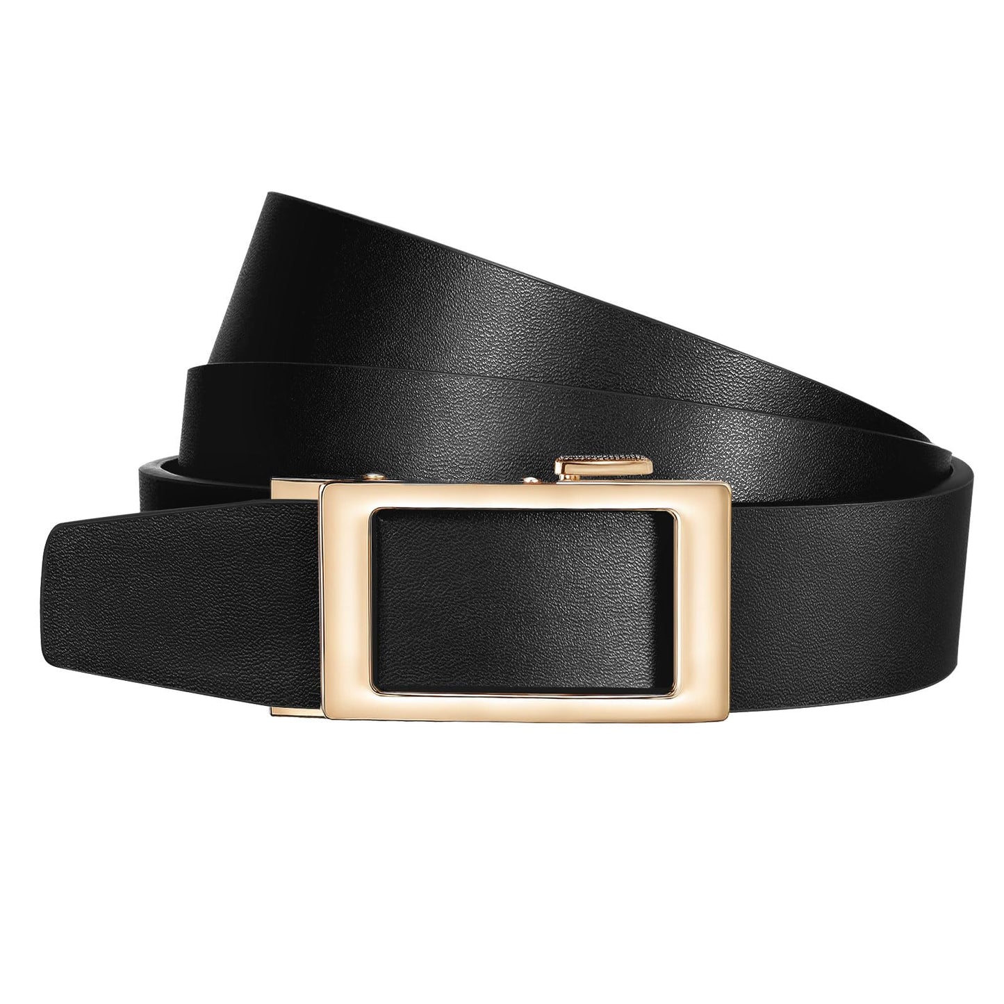 JASGOOD Women Ratchet Leather Belt for Jeans Pants Dress with Gold Sliding Automatic Buckle Ladies Waist Belt,Width 1.2"