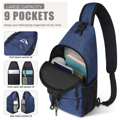 Crossbody Bags for Women Men Trendy Sling Bag Bakpack Casual Chest Bag with Convertible Shoulder Strap