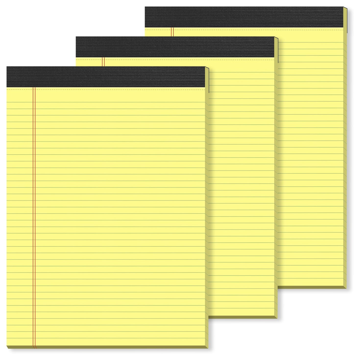 Yellow Legal Pads 8.5×11 Paper Tablets, College Ruled Yellow Writing Pads 3 Pack Note Pads 8.5"x11" 30 Sheets/60 Pages, Sturdy Backing – Lined Notepad Ideal for Students, Office, and Business Use