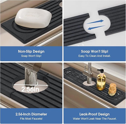 24 Inch Kitchen Sink Splash Guard, Sink Splash Guard Behind Faucet, Silicone