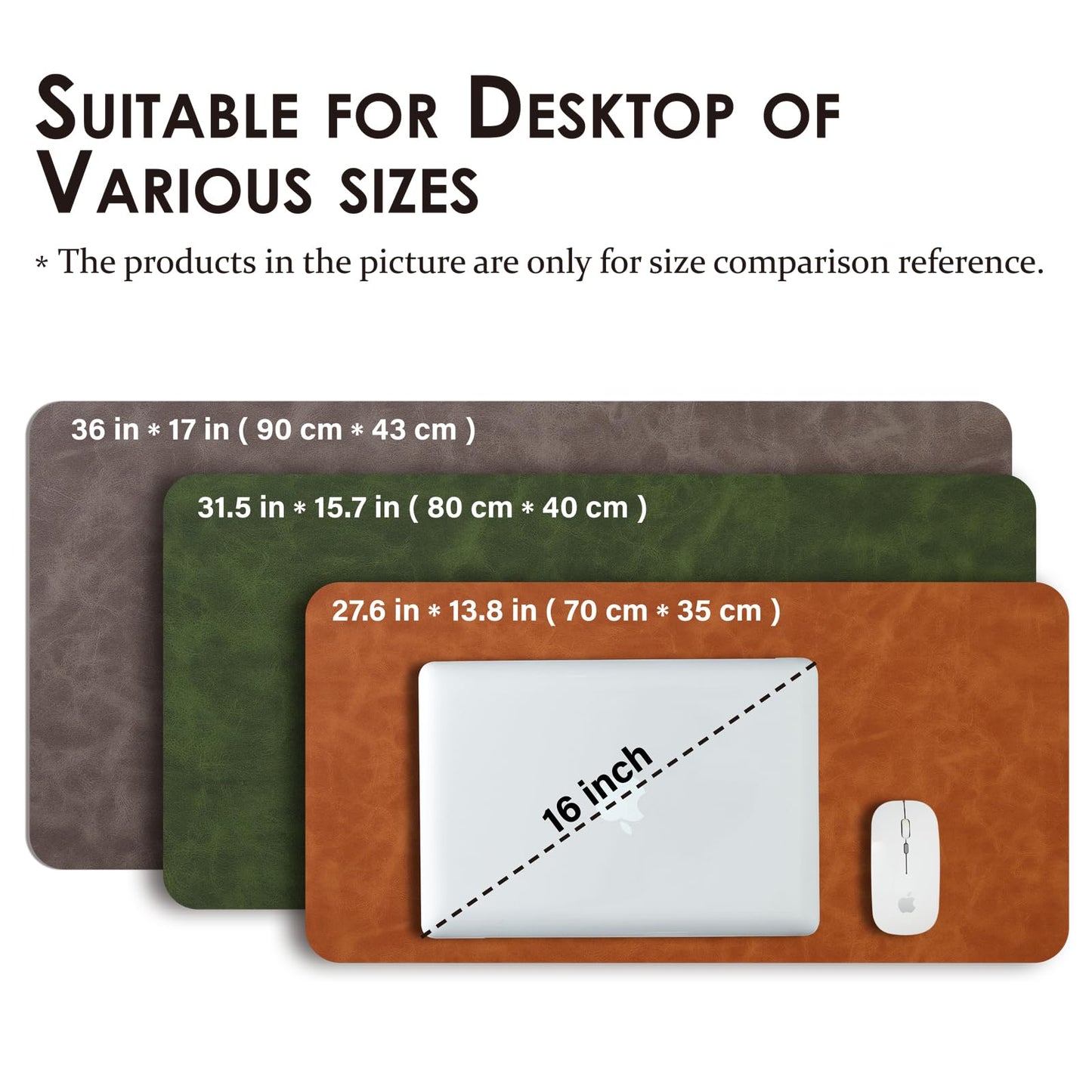 Distressed Leather Desk Mat - Non-Slip PU Desk Pad for Office and Home - Desk Organization and Accessories - Ideal for Large Mouse Pad and Desk Mats on Top of Desks(Tan,36"x 17")