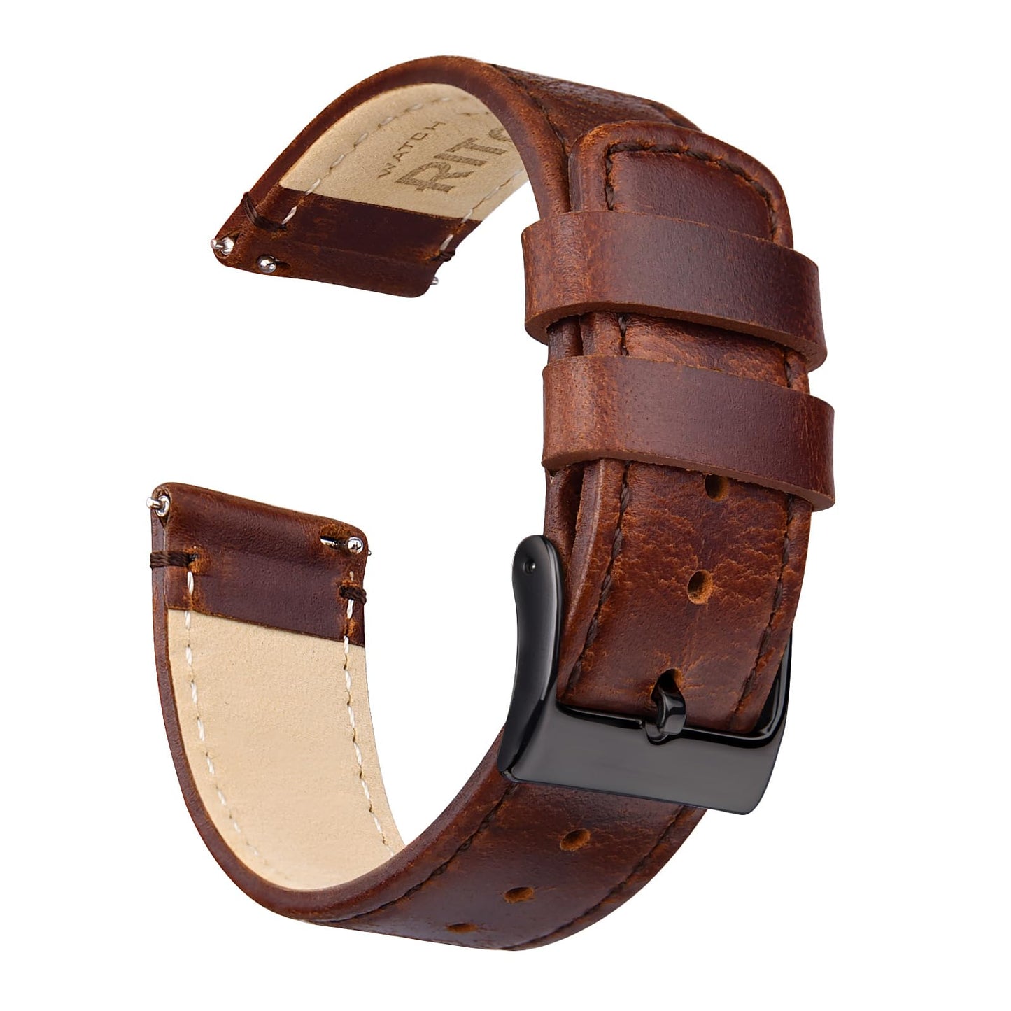 Ritche Leather Watch Strap with Quick Release Pins, 20mm Replacement Watch Band for Men and Women, Fits Smartwatches & Traditional Watches