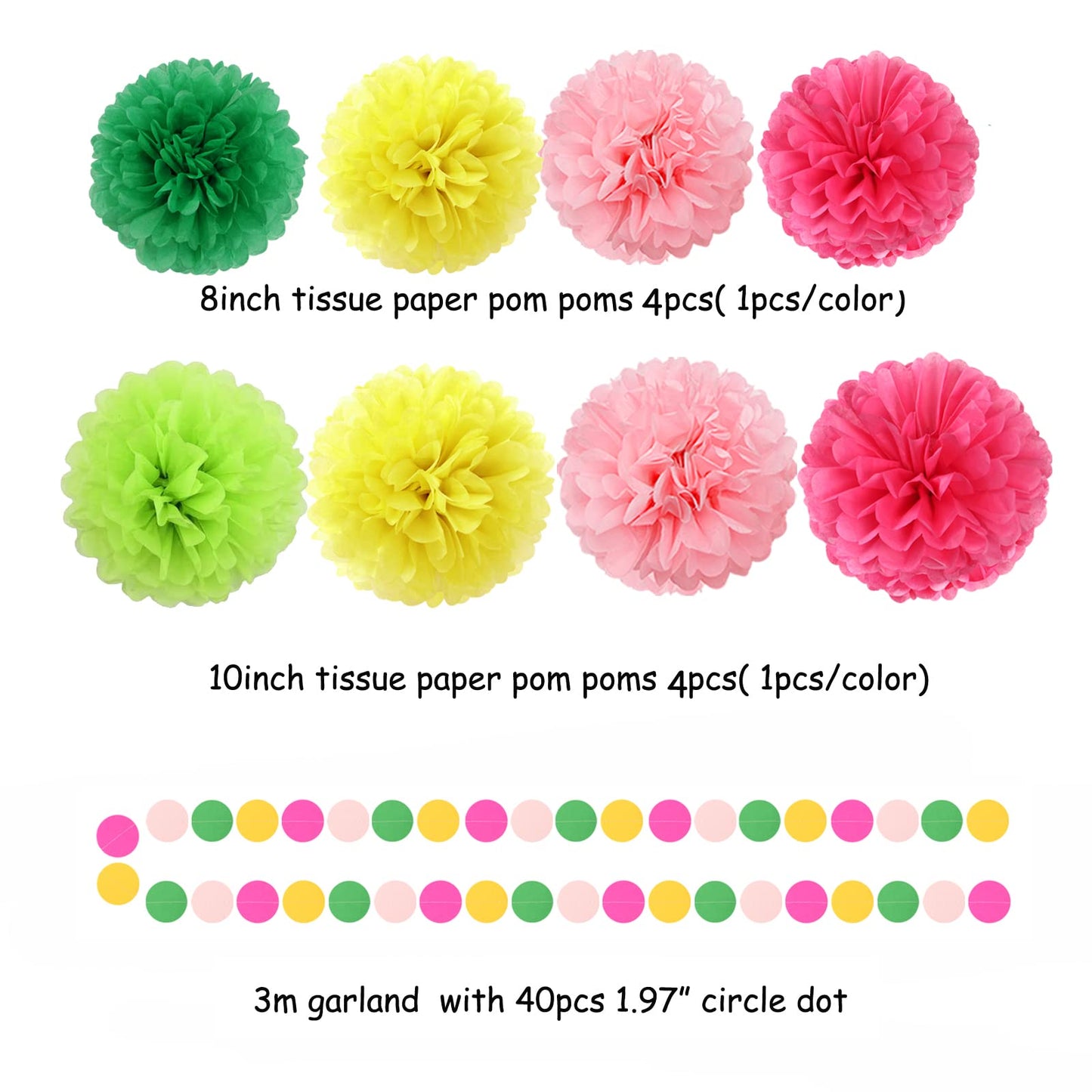 Hawaii Pool Party-Decorations Streamers - 35pcs Tissue Pom Poms,Tropical Jungle Birthday Supplies Bachelorette Tassel Garland Banner,Summer Beach Baby Shower Decor Lasting Surprise