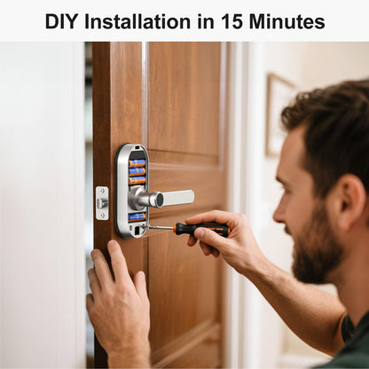 Smart WiFi Door Lock with Handle: SMONET Keyless Entry Lock with Fingerprint for Front Door Anti-peep Keypad Compatible with Alexa
