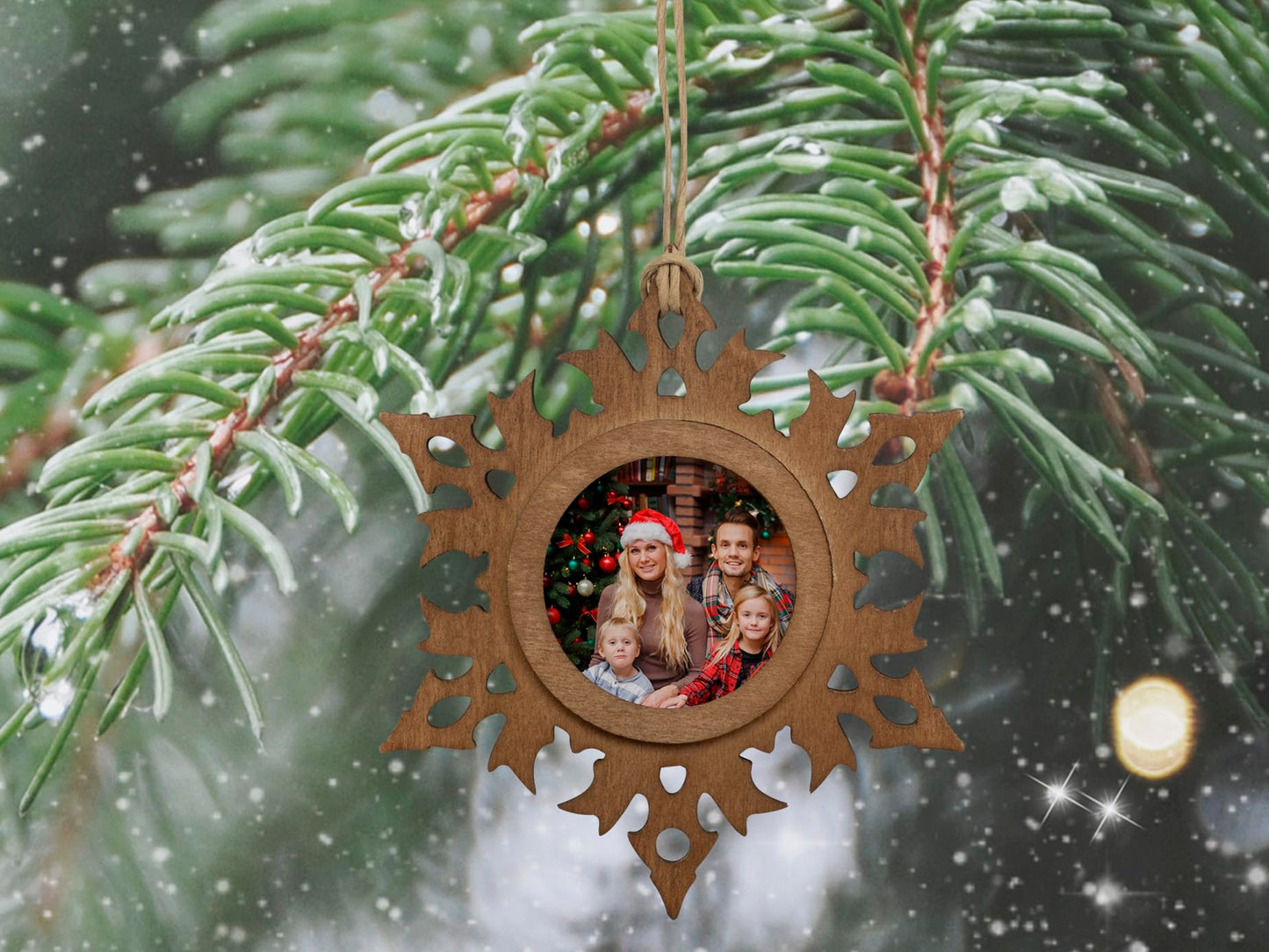 FINE PHOTO GIFTS Wood Snowflake 1.5" Photo Ornament - Pack of 50