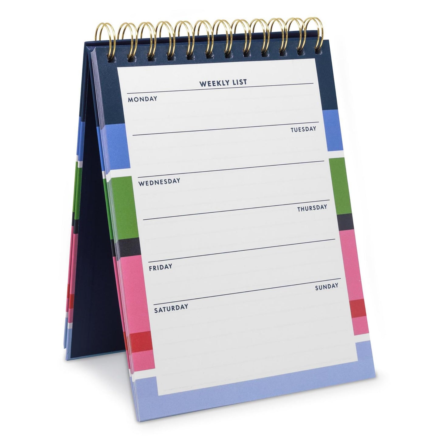 Kate Spade New York Undated Weekly Spiral Planner Notepad, Desk Planner, Calendar Pad with 52 Sheets, Weekly Desktop Calendar Agenda, Sunny Day Stripe