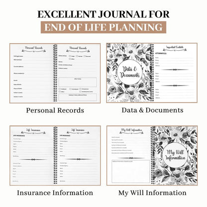 End of Life Planner Organizer Notebook with Pocket for Documents, I'M Dead Now What Planner Spiral Bound If I Die Binder Organizer Guided Final Arrangement for Beneficiary Will Preparation Last Wishes
