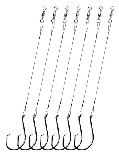 YVUDW Pre-Rigged Fishing Hooks with Steel Wire Leader, Saltwater 30pcs Catfish Octopus Hooks Rig Anti-Bite Stainless Steel Trace Trout Hooks