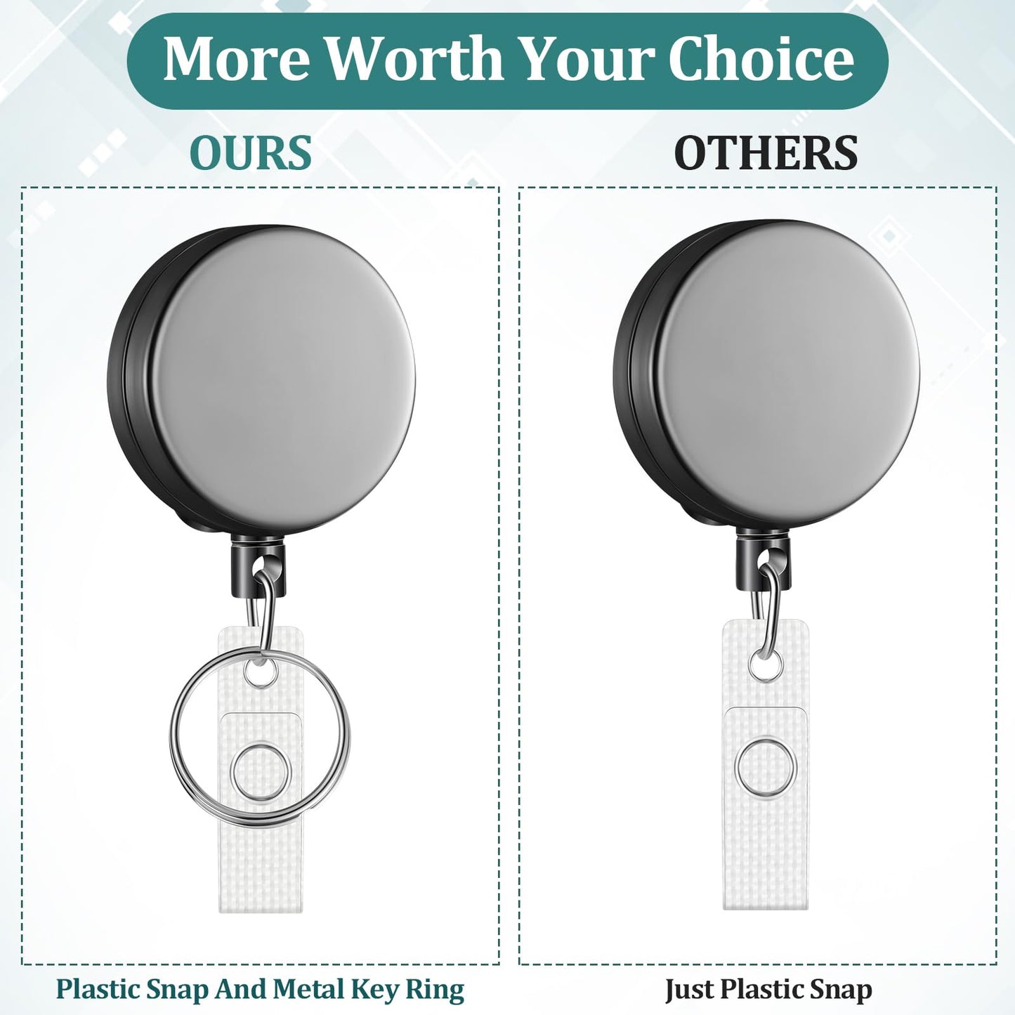 Leelosp 20 Pack Heavy Duty Retractable Badge Holder Reel Metal ID Badge Holder with Belt Clip Keyring Retractable Clip Bulk Card for Work Employee Doctor Nurse Gifts (Glossy Grey)