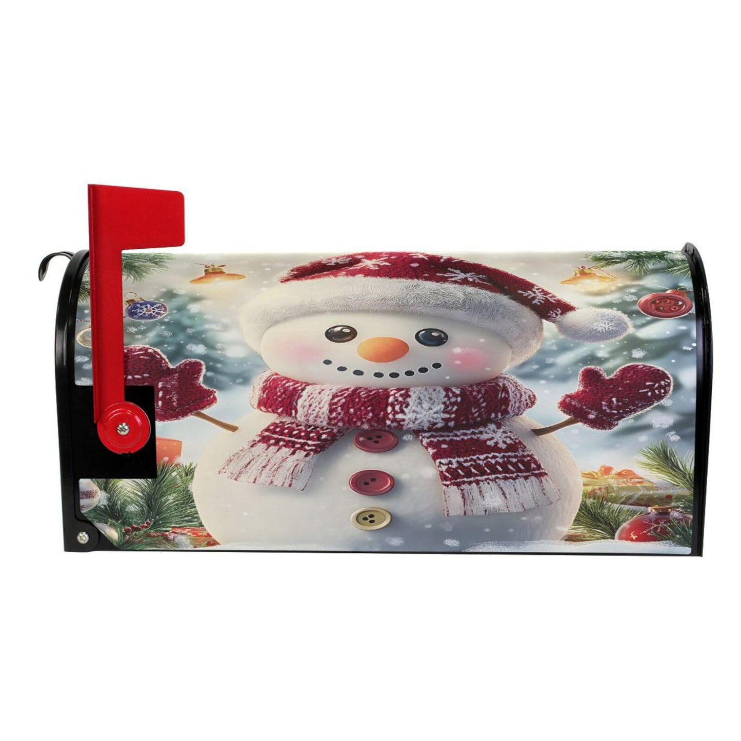ALAZA Christmas Cute Snowman Winter Snowflakes Magnetic Mailbox Cover MailWraps Garden Yard Home Decor for Outside Standard Size-18"x 20.8"