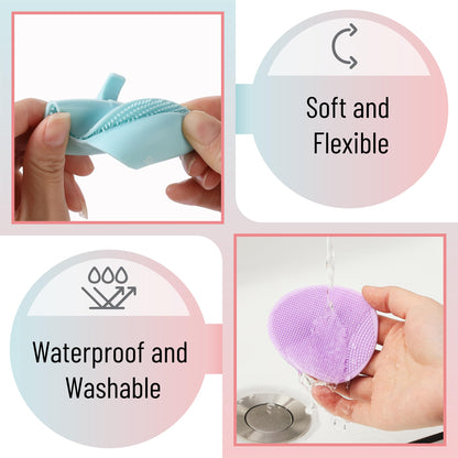 Slick- Silicone Facial Cleansing Brush, 4 Pack, Silicone Face Scrubber Exfoliator