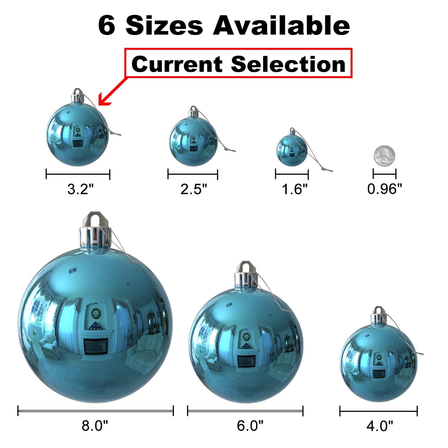 Baby Blue & Silver 3.2" Large Christmas Balls - Christmas Tree Decoration Ornaments Shatterproof Hanging Balls for Birthday Halloween Holiday Wedding Decorations Set of 24pcs
