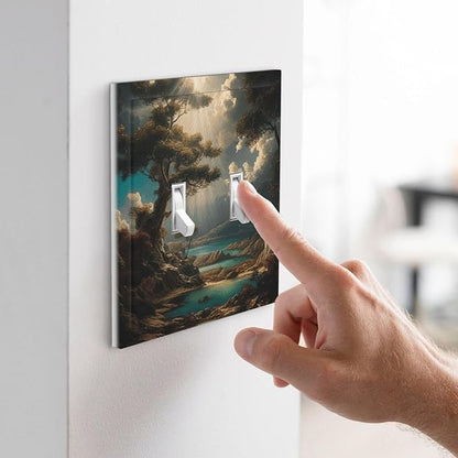 Decorative Art Light Switch Covers Sunburst Over the Wilderness 2 Gang Double Toggle Wall Plate Decorative Switchcover Electrical Switchplate for Home Decor