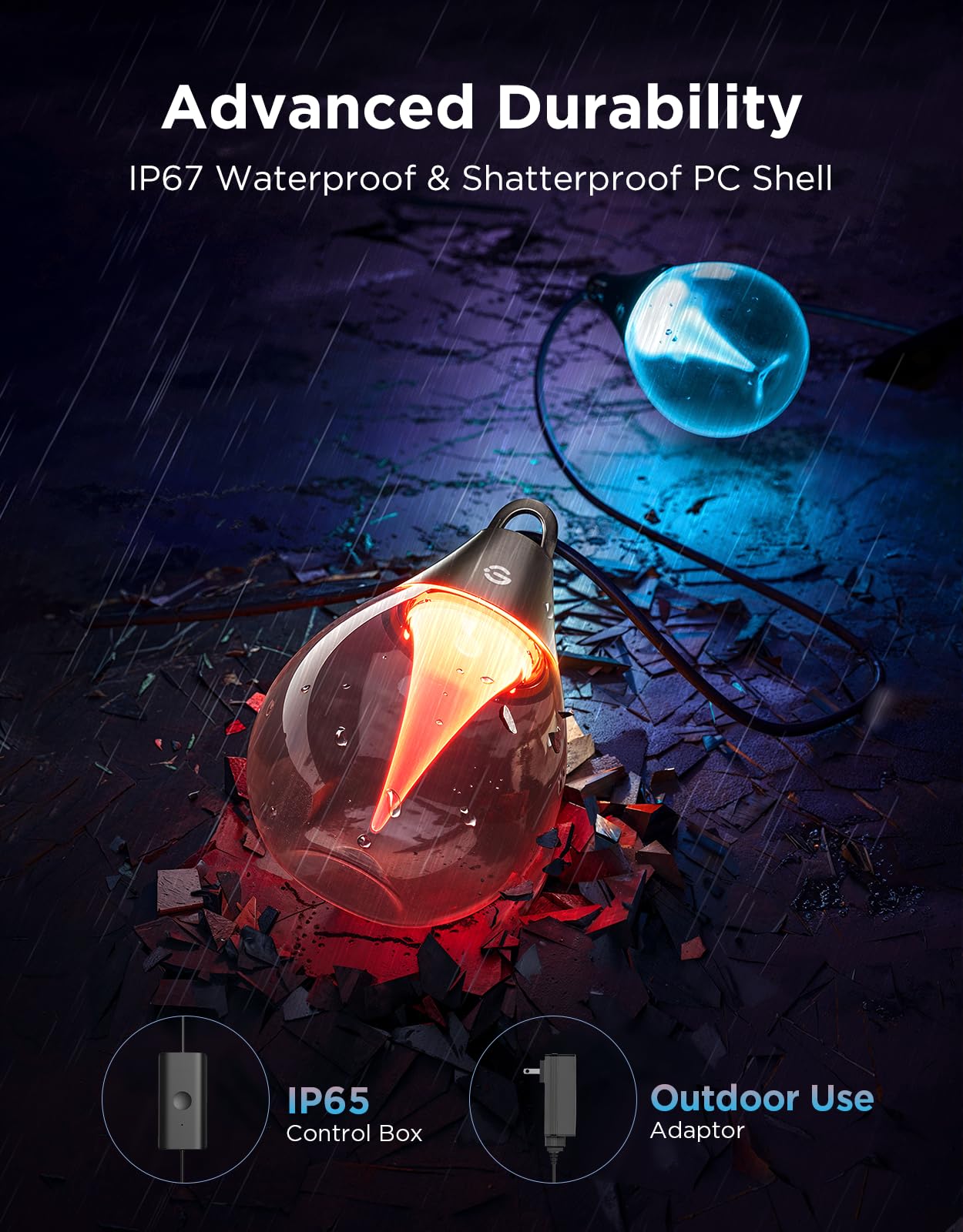 Govee Clear Bulb Outdoor String Lights, 96ft RGBWIC Dimmable Patio & Backyard Lights with 30 LED Bulbs, 111 Modes, IP67 Waterproof & Shatterproof, Works with Alexa, Google & Matter