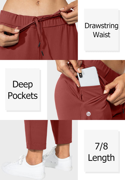 G Gradual Women's Pants with Deep Pockets 7/8 Stretch Sweatpants for Women Athletic, Golf, Lounge, Work (Savannah, X-Small)