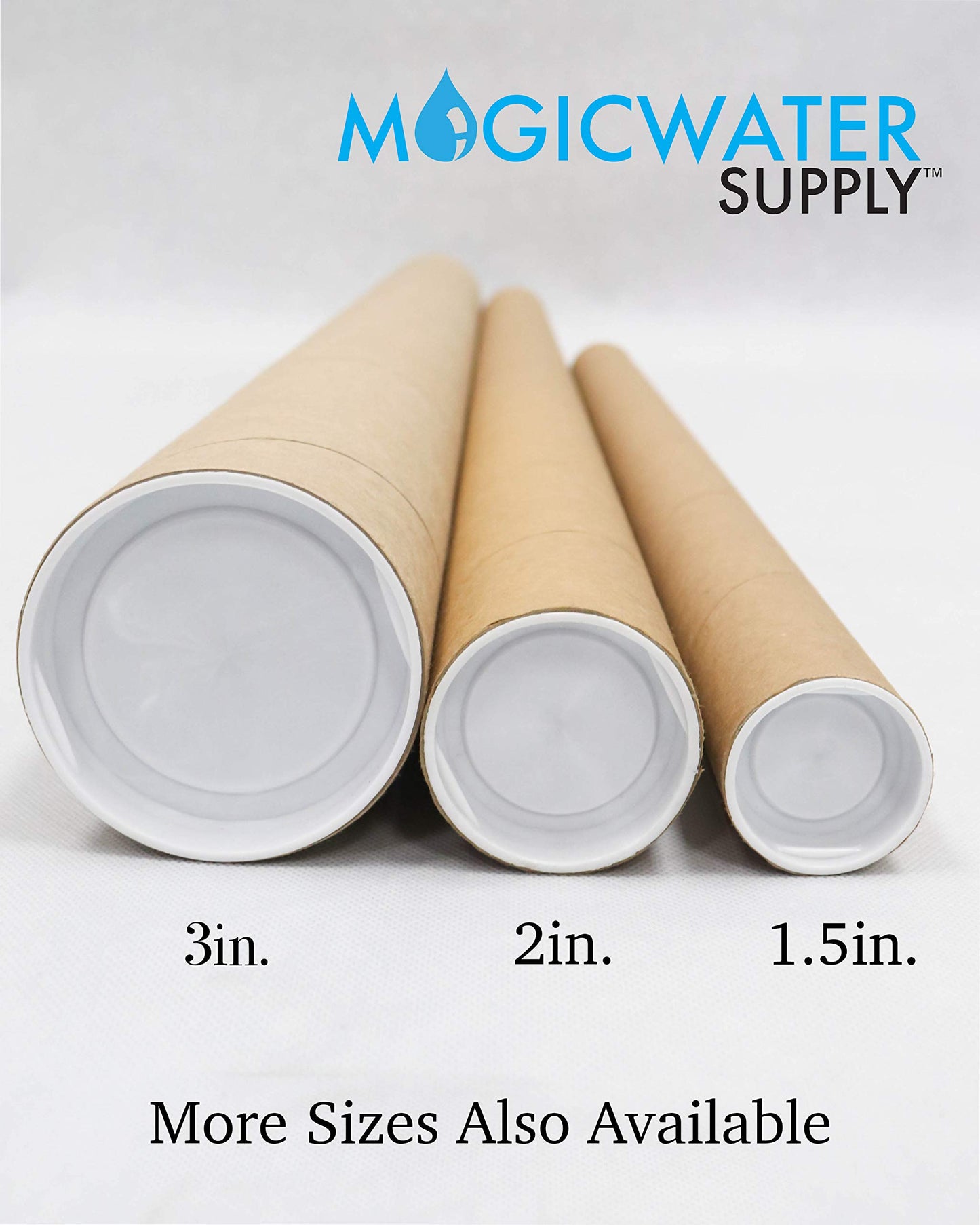 MagicWater Supply Heavy Duty Mailing Tubes - Durable Cardboard for Shipping, Storing & Protecting Posters Artwork Documents and Blueprints with Secure End Caps - 12 Pack 2 in x 18 in Kraft - US Made.