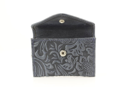 American Bison Small Floral Filigree Wristlet for Women – Compact Card Holder Wallet with Wrist Strap – Minimalist Clutch for ID, Credit Cards & Essentials (Navy)