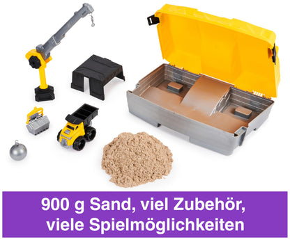 Kinetic Sand, Construction Site Folding Sandbox with 2lbs Play Sand & Toy Truck, Sensory Toys for Kids Ages 3 and up